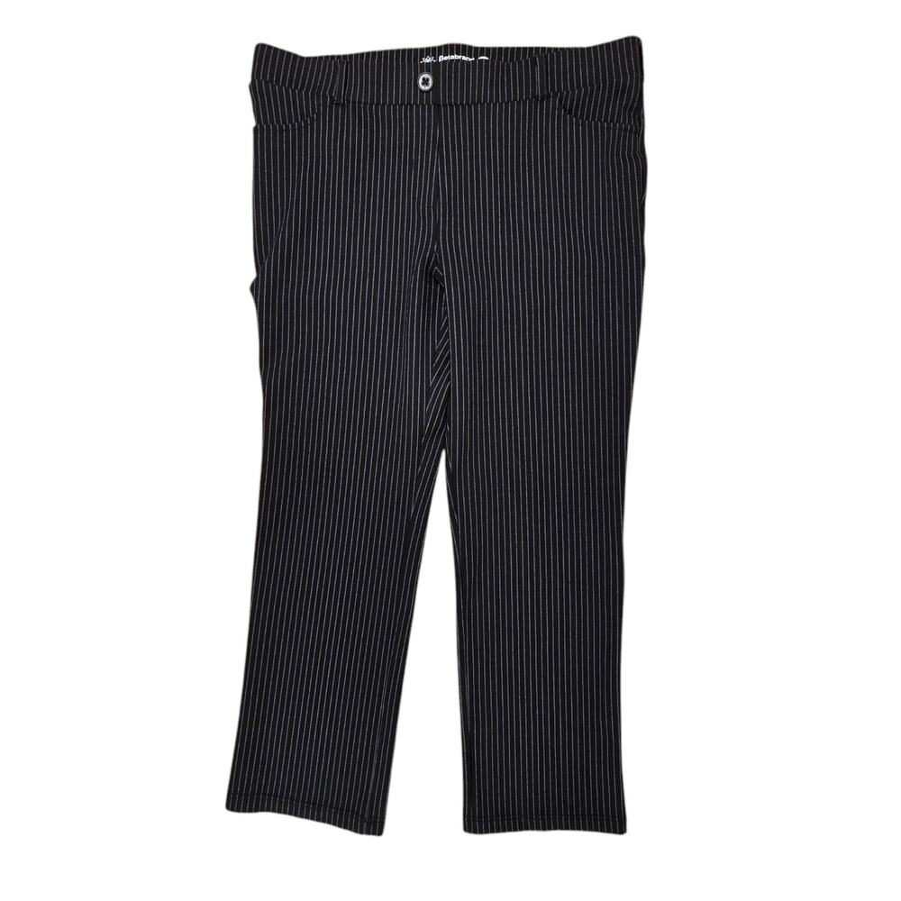 BETABRAND Straight Leg Yoga Dress Pant Size XXLP Black Pinstripe Pull-On Stretch